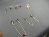 ESTATE LONG 20.83CT RUBIES 14KT YELLOW GOLD 3D MARQUISE SHAPE TIN TOP NECKLACE