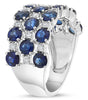 LARGE 4.75CT DIAMOND & AAA SAPPHIRE 14KT WHITE GOLD MULTI ROW ANNIVERSARY RING
