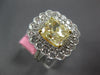 LARGE 5.57CT WHITE & FANCY YELLOW DIAMOND 18K 2 TONE GOLD FLOWER ENGAGEMENT RING