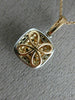 ESTATE .76CT WHITE & FANCY YELLOW DIAMOND 18KT WHITE & ROSE GOLD 3D HALO PENDANT