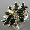 ESTATE LARGE 3.56CT DIAMOND & AAA SAPPHIRE 14KT YELLOW GOLD FLOWER COCKTAIL RING