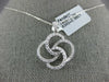 ESTATE .66CT DIAMOND 18KT WHITE GOLD 3D CLASSIC LOVE KNOT FLOWER PENDANT