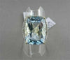 ESTATE WIDE RECTANGULAR 18.33CT AAA BLUE TOPAZ & DIAMOND 18KT TWO TONE GOLD RING