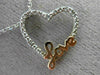 ESTATE .02CT DIAMOND 14KT WHITE & ROSE GOLD 3D OPEN HEART LOVE FLOATING PENDANT