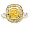 ESTATE WIDE 2.02CT WHITE & FANCY YELLOW DIAMOND 18KT 2 TONE GOLD ENGAGEMENT RING