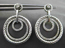 ESTATE LARGE 1.0CT DIAMOND 14KT WHITE GOLD CIRCLE OF LIFE ETOILE HOOP EARRINGS