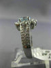 ESTATE 1.49CT DIAMOND & AQUAMARINE 14K WHITE GOLD 3D HALO FLOWER ENGAGEMENT RING