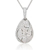 ESTATE LARGE 1.46CT DIAMOND 18KT WHITE GOLD 3D OPEN FILIGREE PAVE LOVE PENDANT