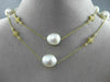 ESTATE LARGE .90CT DIAMOND 14KT YELLOW GOLD SOUTH SEA PEARL BY THE YARD NECKLACE