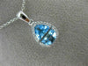 1.65CT DIAMOND & AAA BLUE TOPAZ 14KT WHITE GOLD 3D TRIANGULAR TEAR DROP PENDANT