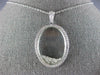 ESTATE LARGE 1.07CT DIAMOND 18KT WHITE GOLD 3D CLASSIC OVAL FLOATING PENDANT
