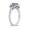 ESTATE 1.69CT DIAMOND & AAA TANZANITE 18K WHITE GOLD THREE STONE ENGAGEMENT RING