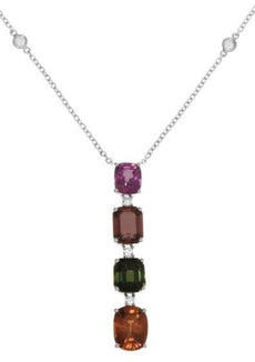 2.07CT DIAMOND & AAA MULTI COLOR SAPPHIRE 18KT WHITE GOLD CUSHION LOVE NECKLACE