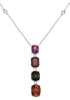 2.07CT DIAMOND & AAA MULTI COLOR SAPPHIRE 18KT WHITE GOLD CUSHION LOVE NECKLACE