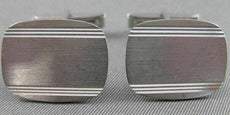 ANTIQUE LARGE 14K WHITE GOLD RECTANGLE ENGRAVABLE MONOGRAM CUFFLINKS 20MM #2091