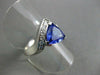 ESTATE WIDE 1.68CT DIAMOND & AAA TANZANITE 14K WHITE GOLD 3D TRILLION RING #2454