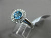 ESTATE WIDE 1.27CT DIAMOND & AAA BLUE TOPAZ 14KT WHITE GOLD HALO ENGAGEMENT RING