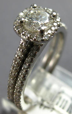 .96CT DIAMOND 14KT WHITE GOLD 3D CLASSIC HALO SQUARE WEDDING ENGAGEMENT RING SET