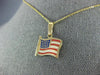 ESTATE RED WHITE & BLUE ENAMEL 14KT YELLOW GOLD 3D AMERICAN FLAG PENDANT #25306