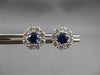 ESTATE 1.03CT DIAMOND & AAA SAPPHIRE 14K WHITE GOLD CLASSIC FLOWER STUD EARRINGS