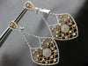 EXTRA LARGE 2.91CT DIAMOND 18K WHITE & ROSE GOLD FLOWER CLIP ON HANGING EARRINGS