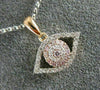 ESTATE .26CT WHITE & PINK DIAMOND 18KT WHITE & ROSE GOLD EVIL EYE LUCKY NECKLACE