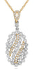 1.01CT DIAMOND 18K 2 TONE GOLD CLASSIC CLUSTER OVAL JOURNEY FUN FLOATING PENDANT