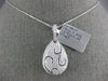 LARGE 1.46CT DIAMOND 18KT WHITE GOLD PAVE TEAR DROP PEAR SHAPE FILIGREE PENDANT