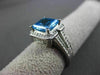 ESTATE WIDE 3.5CTW DIAMOND & AAA EXTRA FACET BLUE TOPAZ 14K WHITE GOLD HALO RING