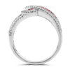 ESTATE 1.10CT DIAMOND & AAA RUBY 14KT WHITE GOLD 3D MULTI ROW BOW FUN RING