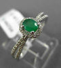 ESTATE .55CT DIAMOND & EMERALD 14KT WHITE GOLD CLASSIC OVAL HALO ENGAGEMENT RING