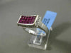 ESTATE WIDE 2.22CT DIAMOND & AAA RUBY 18KT WHITE GOLD CURVED RECTANGLE FUN RING