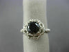 ESTATE 2.62CT WHITE & BLACK DIAMOND 14KT WHITE GOLD 3D FLOWER ENGAGEMENT RING