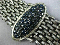 ESTATE EXTRA LARGE 35.47CT DIAMOND & AAA SAPPHIRE 18K BLACK GOLD TENNIS BRACELET