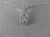 ESTATE .18CT DIAMOND 14KT WHITE GOLD 3D SOLITAIRE TEAR DROP CLASSIC LOVE PENDANT