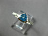 ESTATE .65CT DIAMOND & AAA TRILLION CUT BLUE TOPAZ 14K WHITE GOLD BEZEL FUN RING