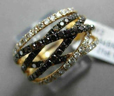 ESTATE 1.29CT DIAMOND & AAA ORANGE SAPPHIRE 18K ROSE GOLD 3D MULTI ROW LOVE RING