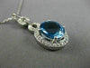 ESTATE 3.10CT DIAMOND & AAA BLUE TOPAZ 14K WHITE GOLD OVAL HALO FLOATING PENDANT