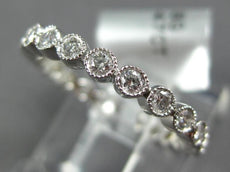 ESTATE .47CT DIAMOND 18KT WHITE GOLD 3D ROUND FILIGREE ETERNITY ANNIVERSARY RING