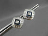 ESTATE 1.20CTW DIAMOND & AAA SAPPHIRE 14KT WHITE GOLD SQUARE STUD EARRINGS