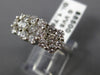 ESTATE LARGE 1.76CT DIAMOND 14K WHITE GOLD THREE FLOWER ANNIVERSARY RING #21177
