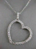 ANTIQUE .65CTW DIAMOND HANGING OPEN HEART 14K WHITE GOLD PENDANT + CHAIN #13026