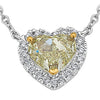 1.14CT WHITE & FANCY YELLOW DIAMOND 18KT 2 TONE GOLD HEART SHAPE LOVE NECKLACE
