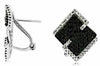 ESTATE 1.31CT WHITE & BLACK DIAMOND 14KT WHITE GOLD SQUARE PAVE CLIP ON EARRINGS