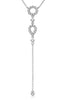 ESTATE .32CT DIAMOND 14KT WHITE GOLD 3D TEAR DROP CIRCLE OF LIFE LARIAT NECKLACE