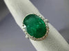 ESTATE LARGE 6.74CT DIAMOND & AAA EMERALD 18K WHITE GOLD 3D HALO ENGAGEMENT RING