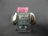 ESTATE WIDE .35CT DIAMOND 18K WHITE GOLD ROUND & PRINCESS BEZEL ANNIVERSARY RING