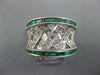 LARGE 1.98CT DIAMOND & AAA EMERALD 14KT WHITE GOLD CRISS CROSS ANNIVERSARY RING