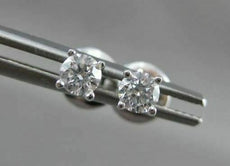 ESTATE .50CT ROUND DIAMOND 14K WHITE GOLD 4 PRONG SCREW BACK EARRINGS 4mm #19450