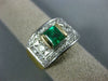 ANTIQUE WIDE 1.25CT DIAMOND & AAA EMERALD 14KT 2 TONE GOLD ENGAGEMENT RING #2008